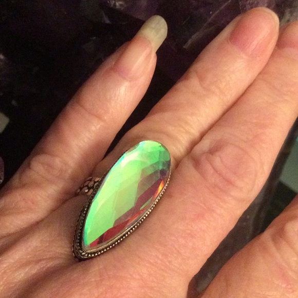 Color Change Aqua Aura Quartz Ring - Picture 7 of 11
